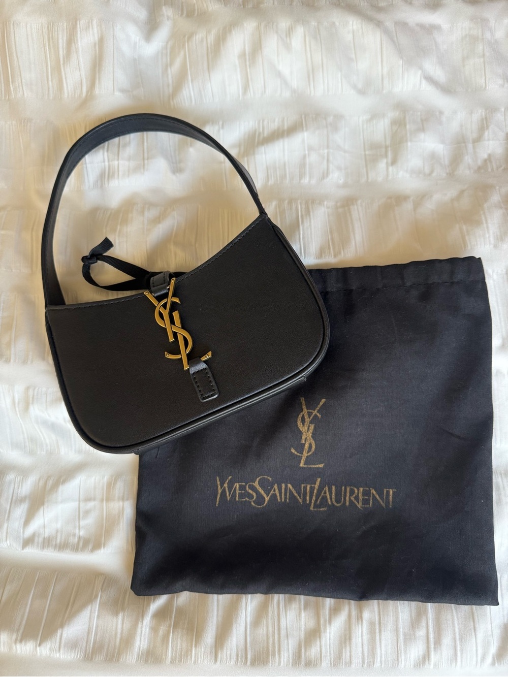 Saint laurent 5 a 7 mini shoulder bag rep black leather